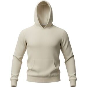 The Commons Merino Wool Knit Hoodie Mens Large Cream Pullover NEW
